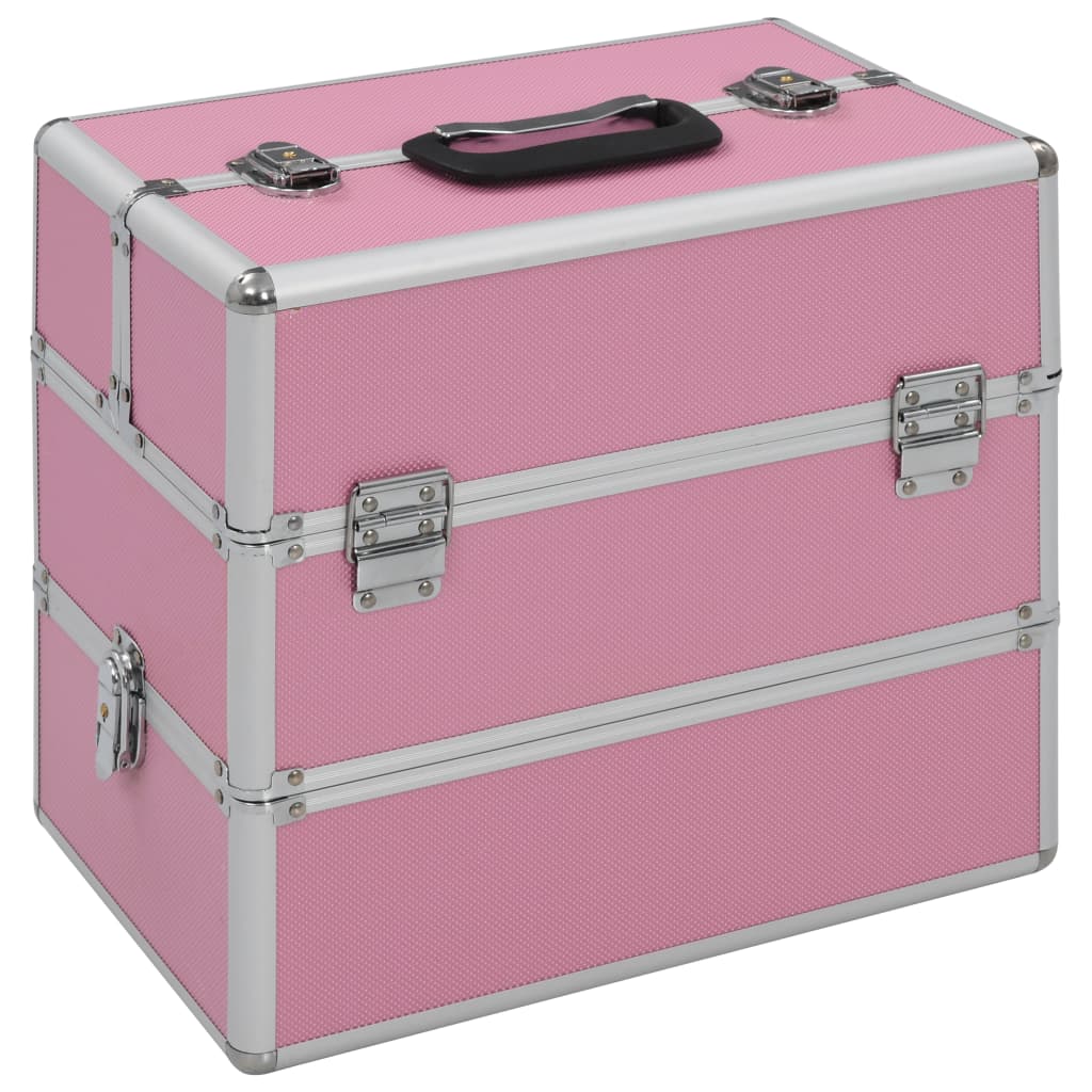 makeupkuffert 37 x 24 x 35 cm pink aluminium