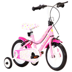 børnecykel 12 tommer hvid og pink