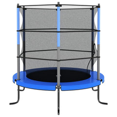trampolinsæt med sikkerhedsnet 140x160 cm rund blå