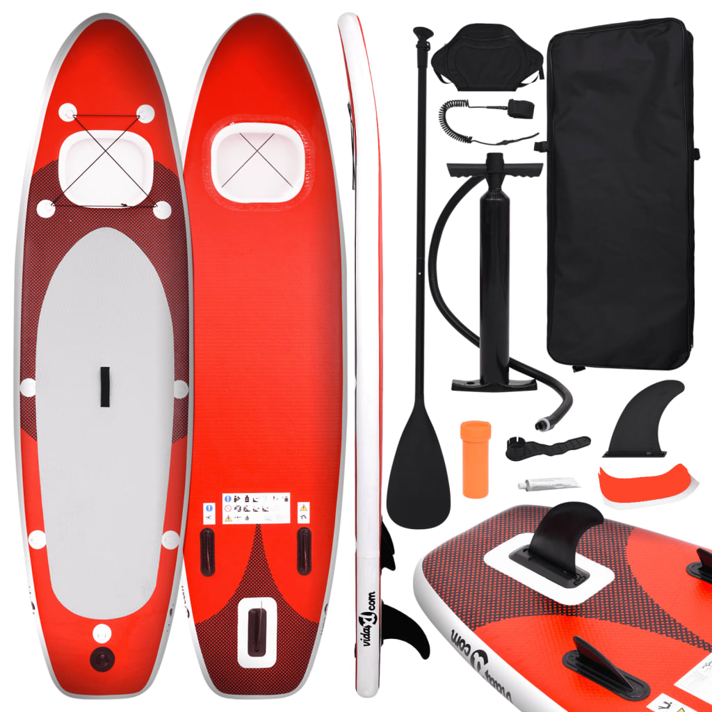 oppusteligt paddleboardsæt 300x76x10 cm rød