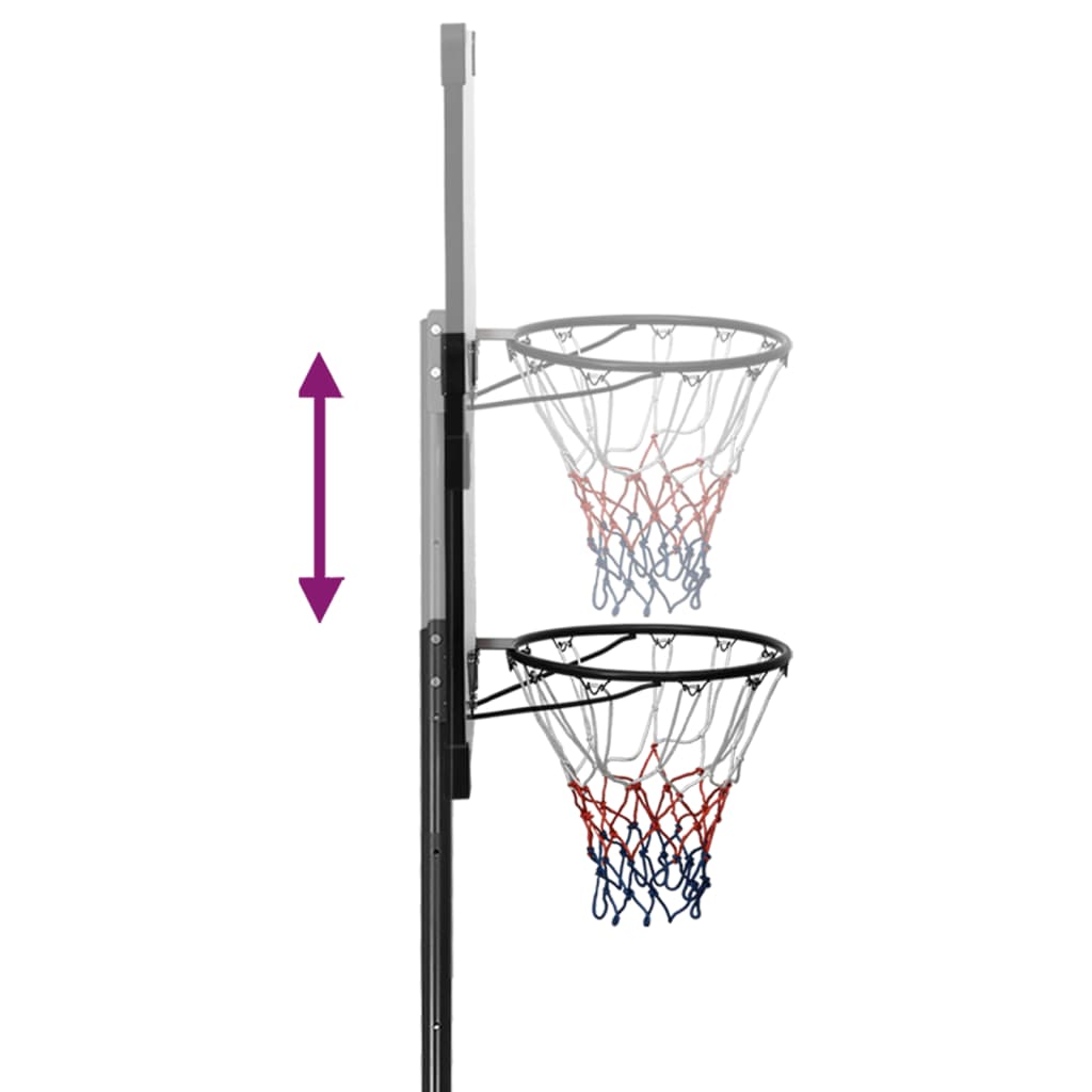 basketballstativ med plade 235-305 cm polycarbonat transparent