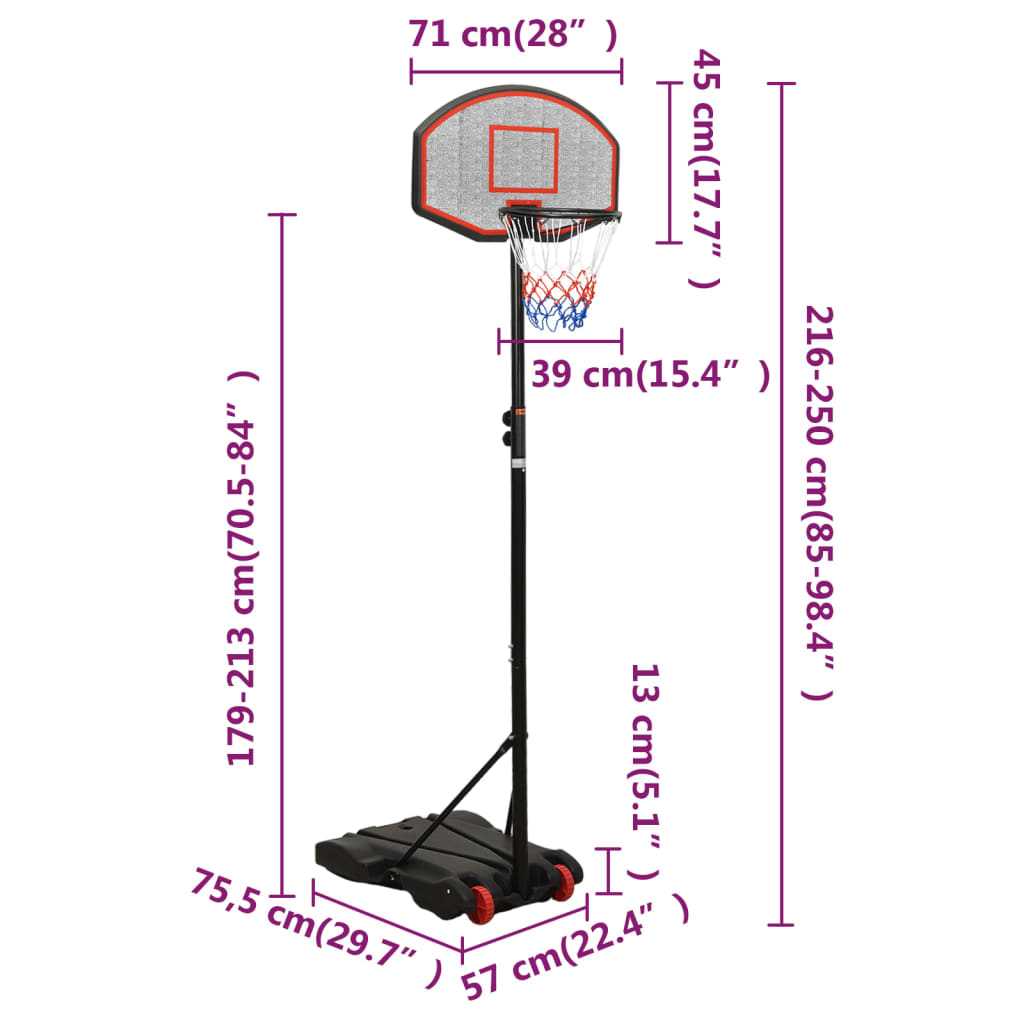 basketballstativ 216-250 cm polyethylen sort