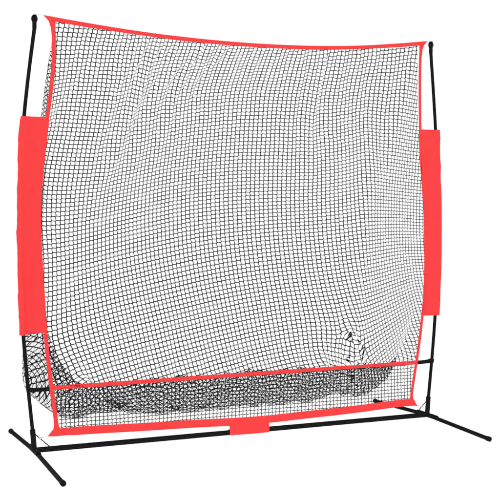 bærbart baseballnet 215x107x216 cm polyester sort og rød