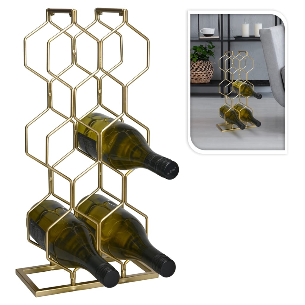 Home&Styling vinreol til 8 flasker metal guldfarvet