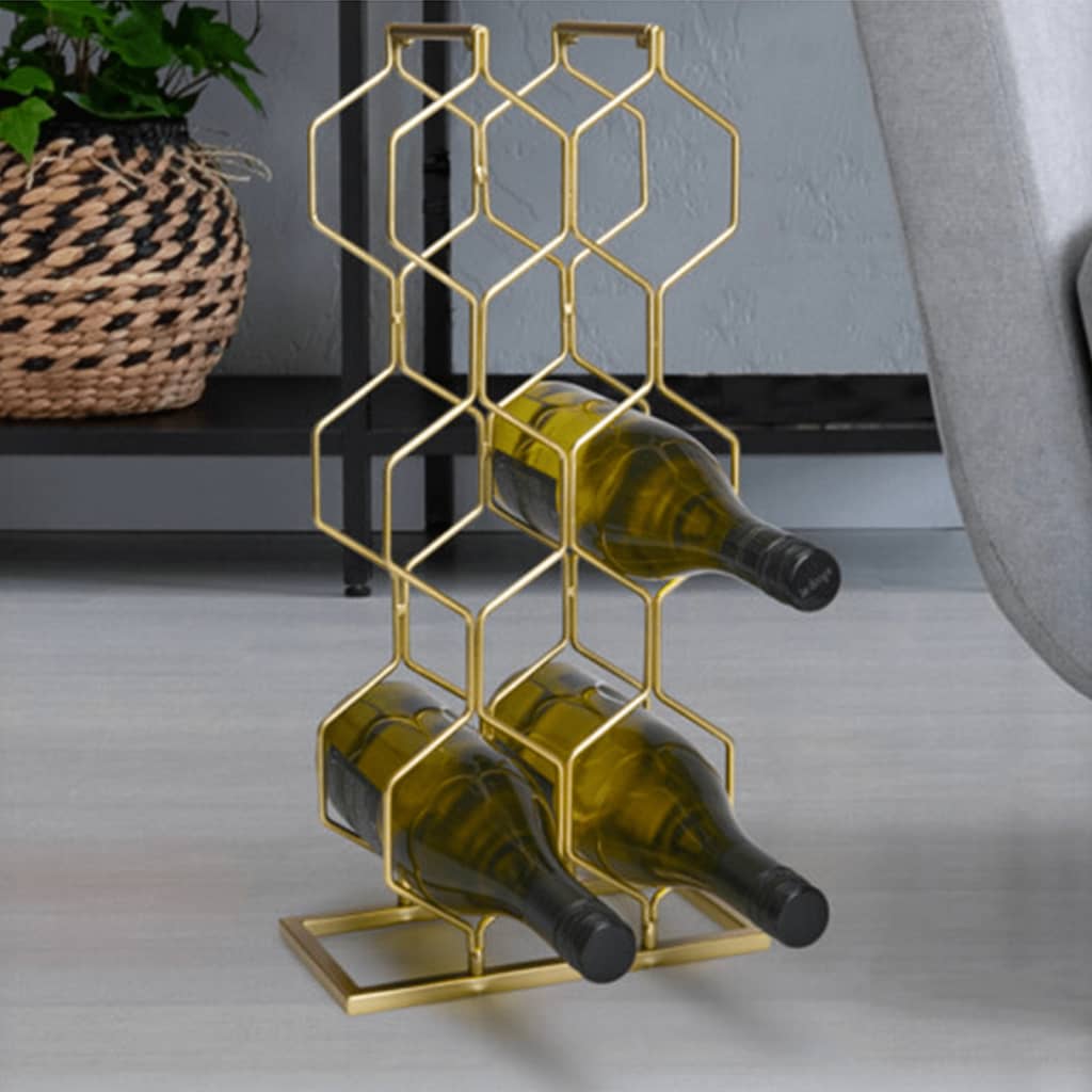 Home&Styling vinreol til 8 flasker metal guldfarvet