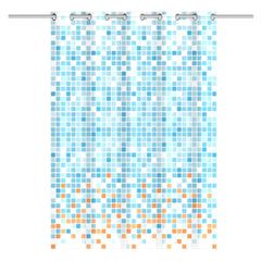 EISL badeforhæng 200x180x0,2 cm mosaik blå og orange