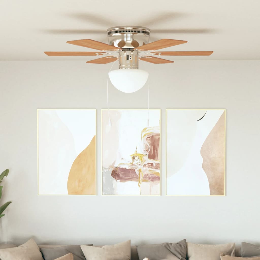 dekorativ loftventilator med lys 82 cm mørkebrun