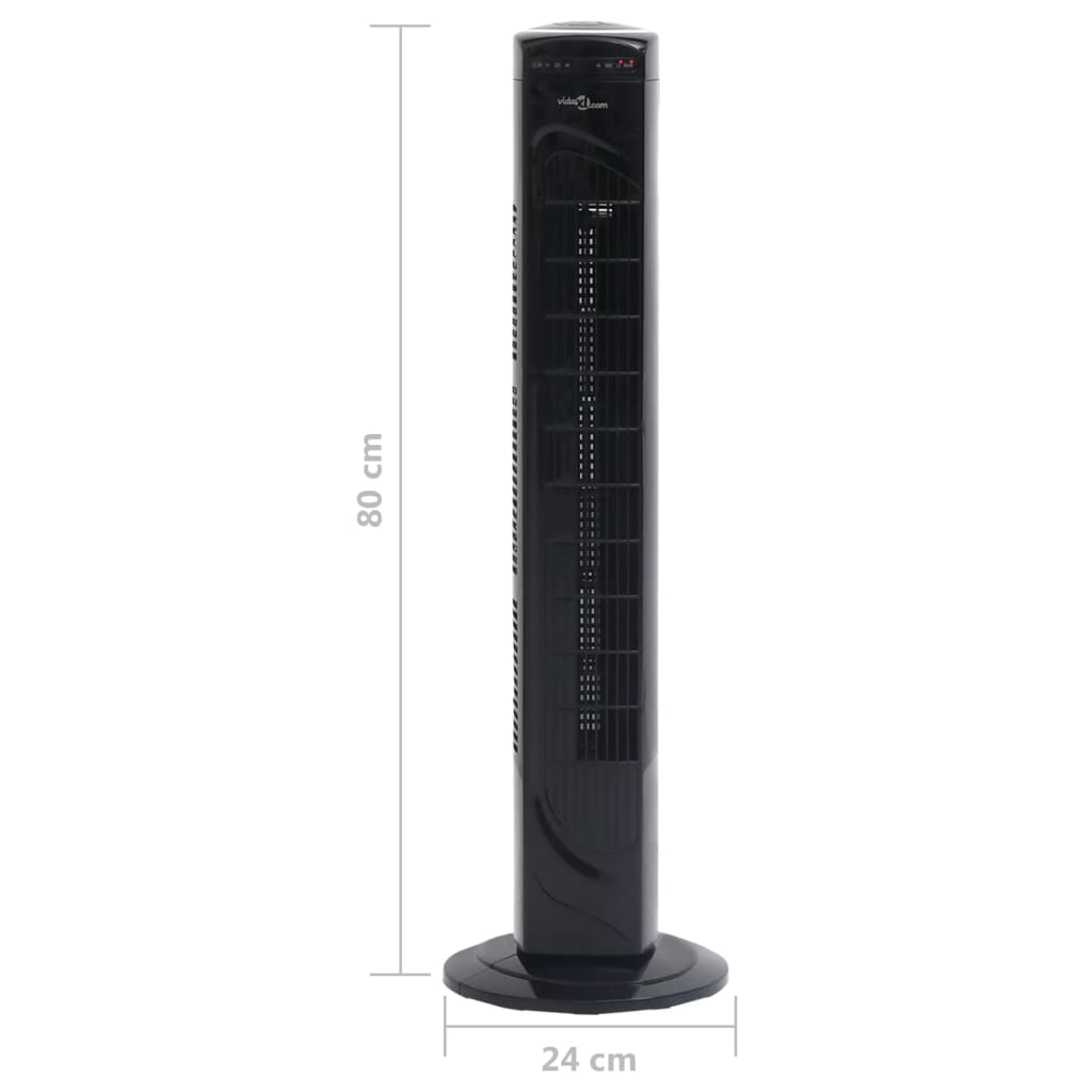 tårnventilator med fjernbetjening og timer Φ24x80 cm sort