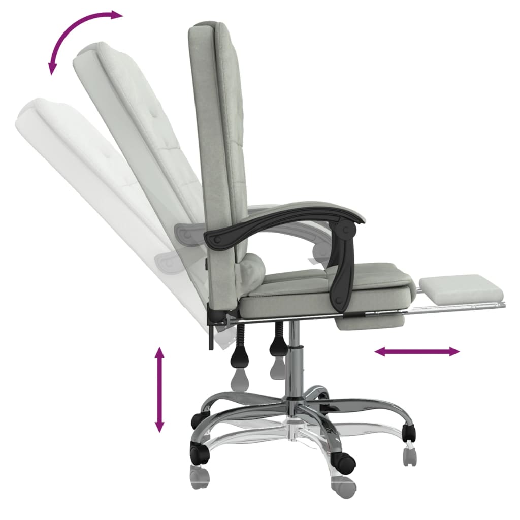 kontorstol med massagefunktion fløjl lysegrå
