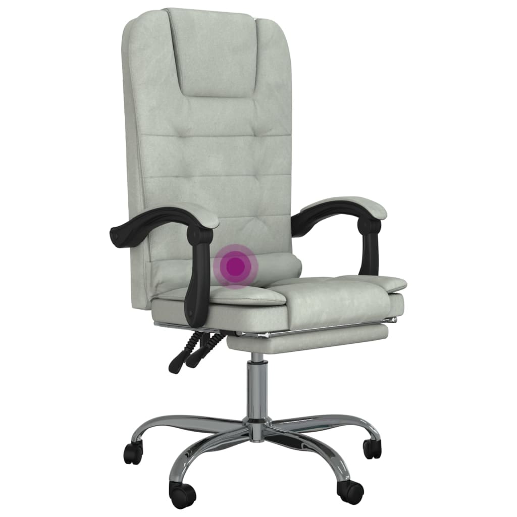 kontorstol med massagefunktion fløjl lysegrå