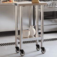 arbejdsbord med hjul til køkken 55x30x85 cm rustfrit stål