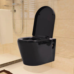 væghængt toilet med skjult cisterne keramisk sort