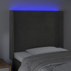 sengegavl med LED-lys 93x16x118/128 cm fløjl lysegrå