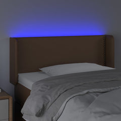 sengegavl med LED-lys 83x16x118/128 cm kunstlæder cappuccino