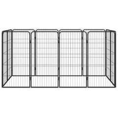 12-panels hundegård 50x100 cm pulverlakeret stål sort