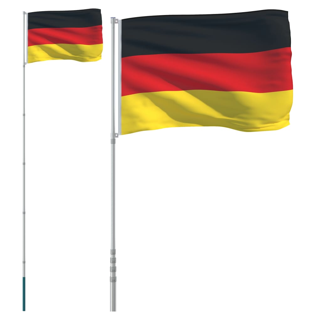 Tyskland flag og flagstang 5,55 m aluminium