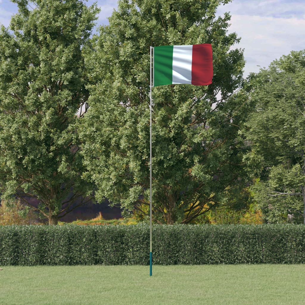 Italien flag og flagstang 5,55 m aluminium