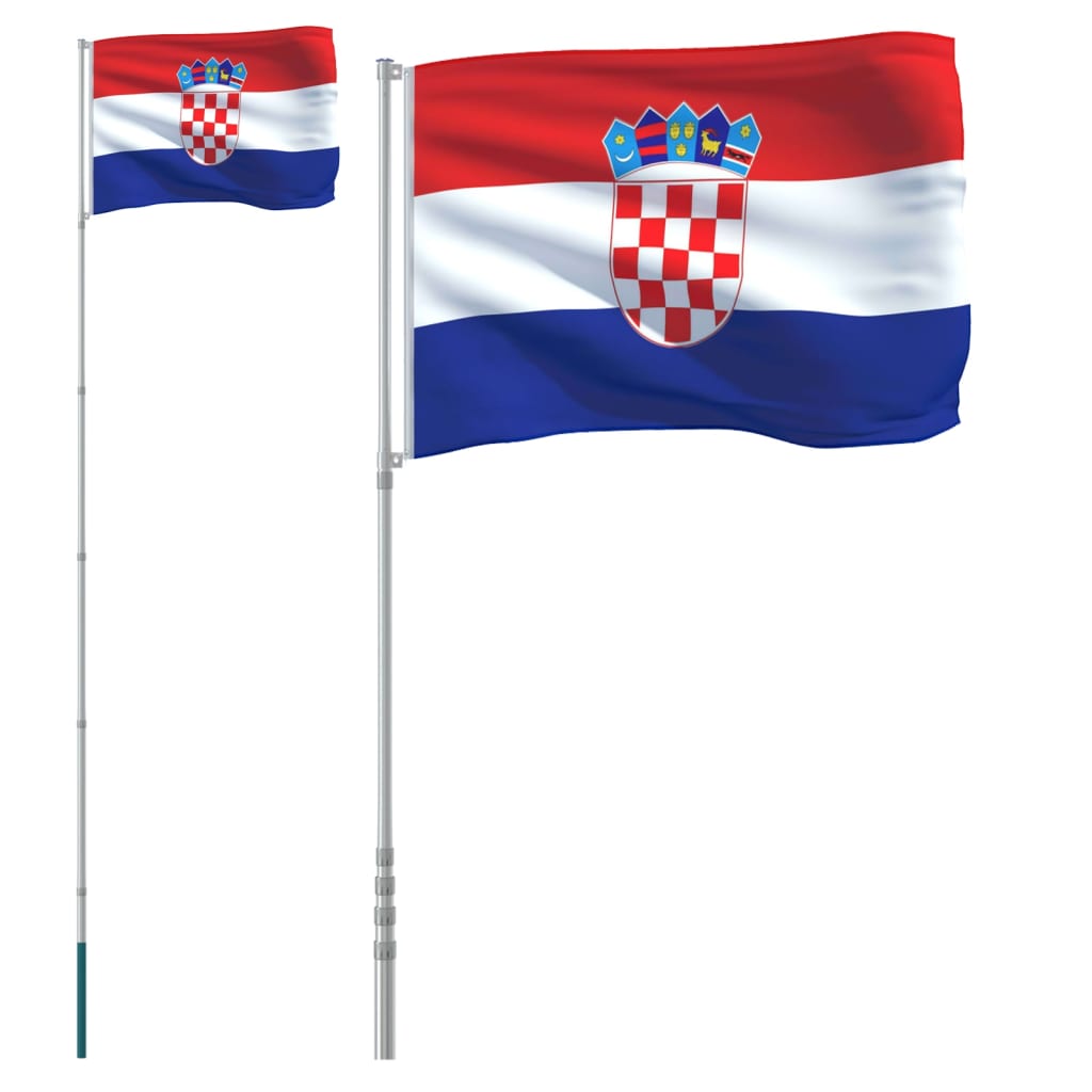Kroatien flag og flagstang 5,55 m aluminium