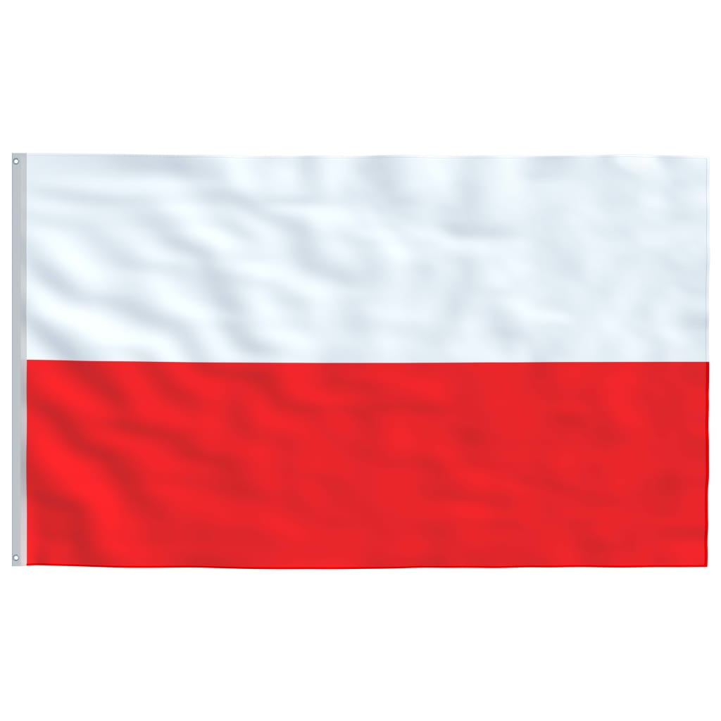 Polen flag og flagstang 5,55 m aluminium