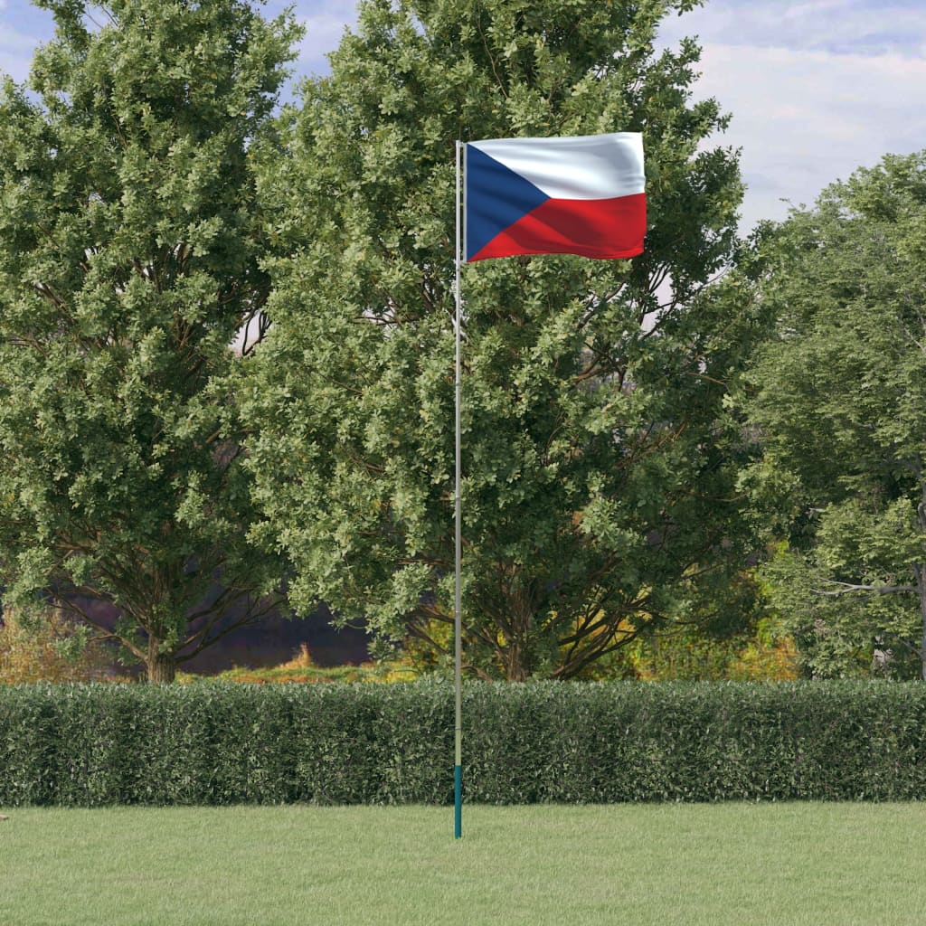 Tjekkiet flag og flagstang 5,55 m aluminium