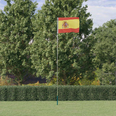 Spanien flag og flagstang 5,55 m aluminium