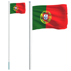 Portugal flag og flagstang 6,23 m aluminium