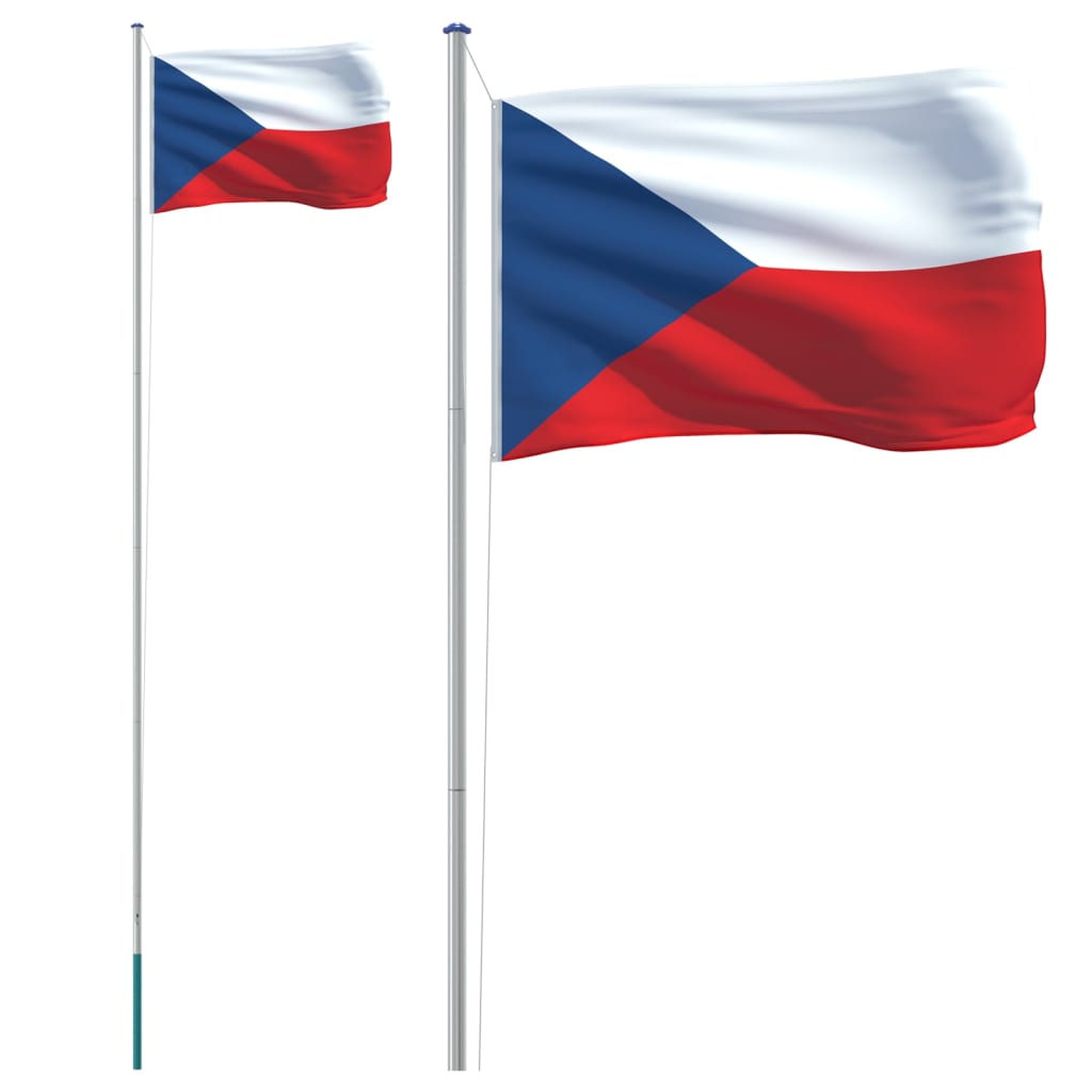 Tjekkiet flag og flagstang 6,23 m aluminium