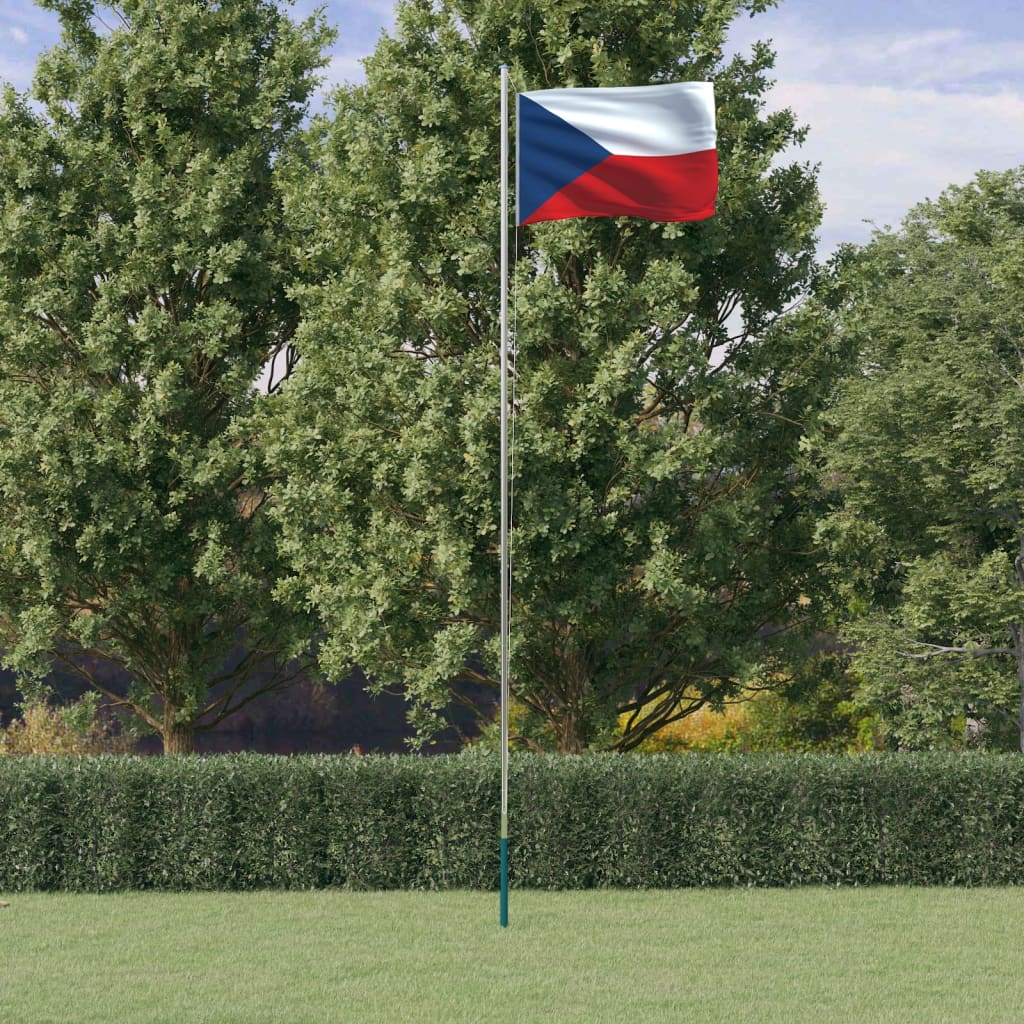 Tjekkiet flag og flagstang 6,23 m aluminium
