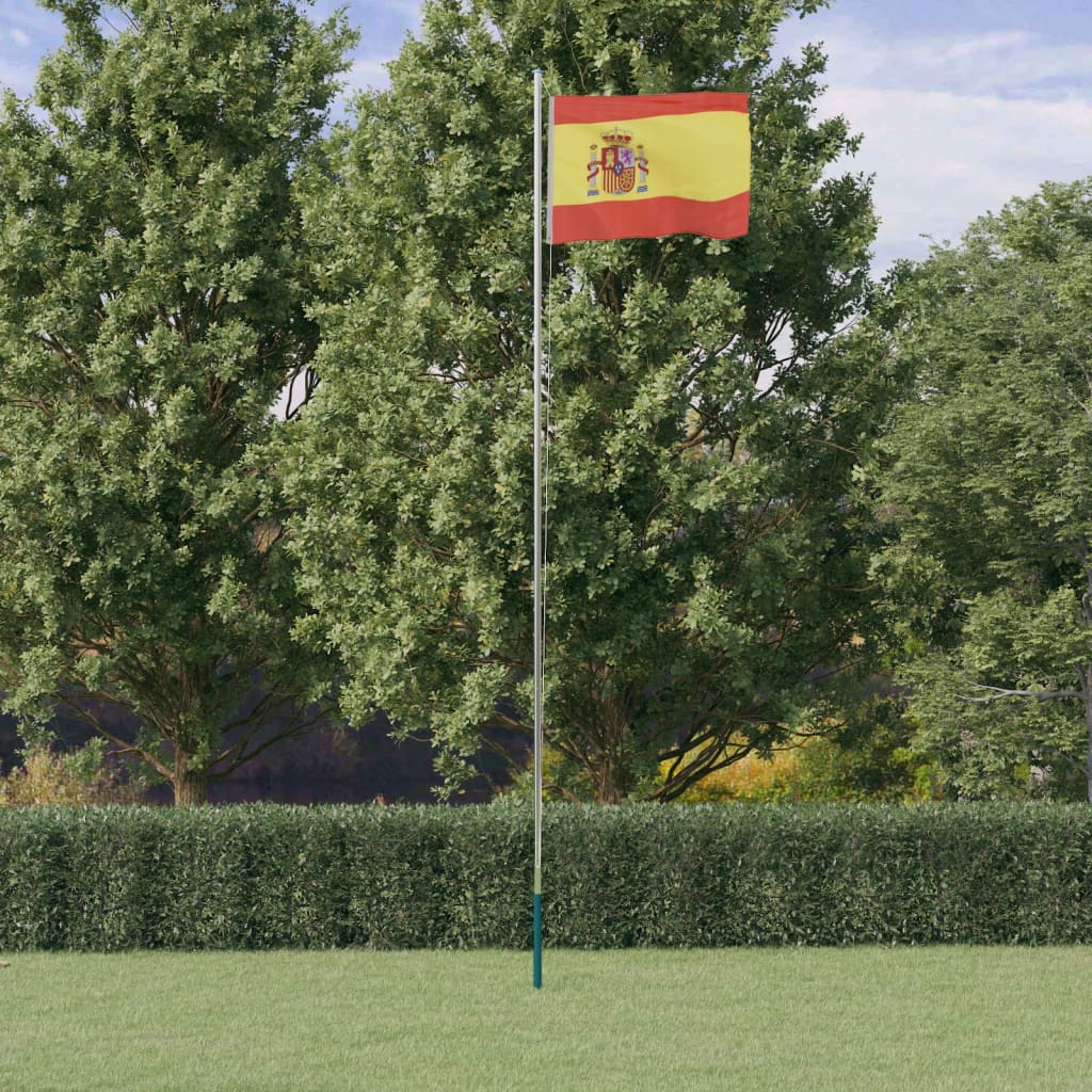 Spanien flag og flagstang 6,23 m aluminium
