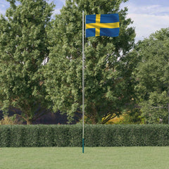Sverige flag og flagstang 6,23 m aluminium