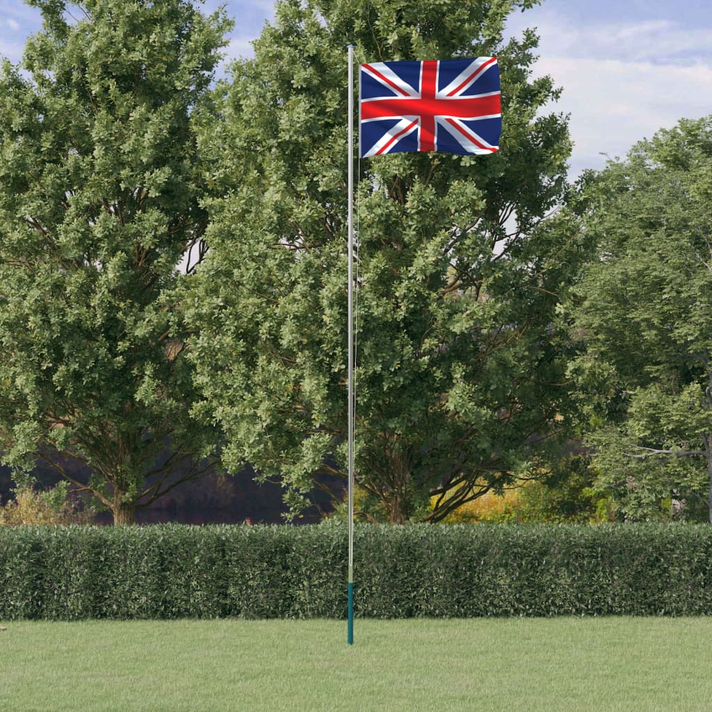 Storbritannien flag og flagstang 6,23 m aluminium