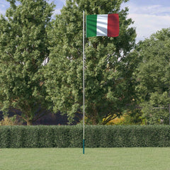 Italien flag og flagstang 6,23 m aluminium