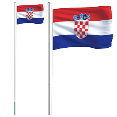 Kroatien flag og flagstang 6,23 m aluminium