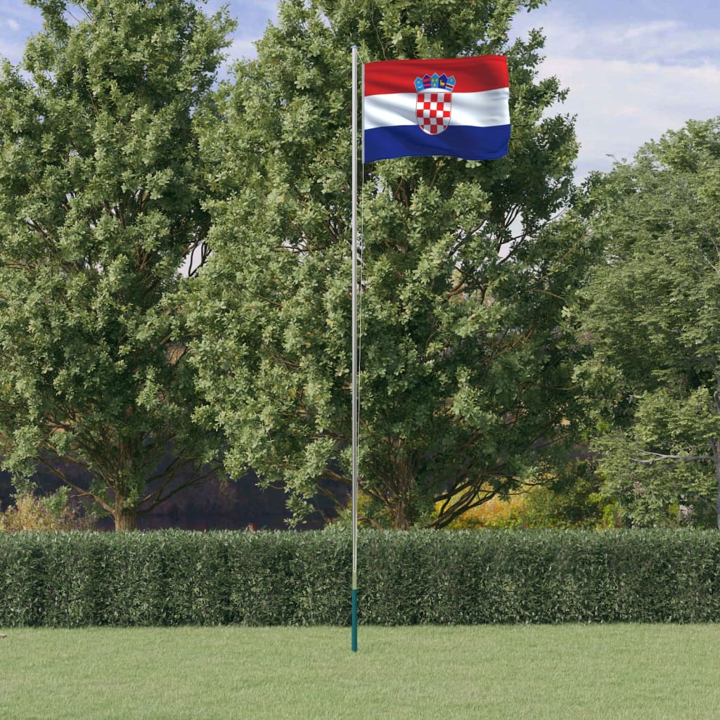 Kroatien flag og flagstang 6,23 m aluminium