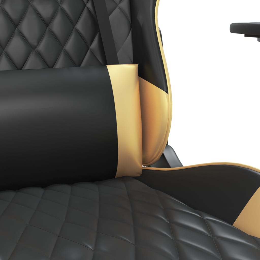 gamingstol med fodstøtte kunstlæder sort og rød guldfarvet