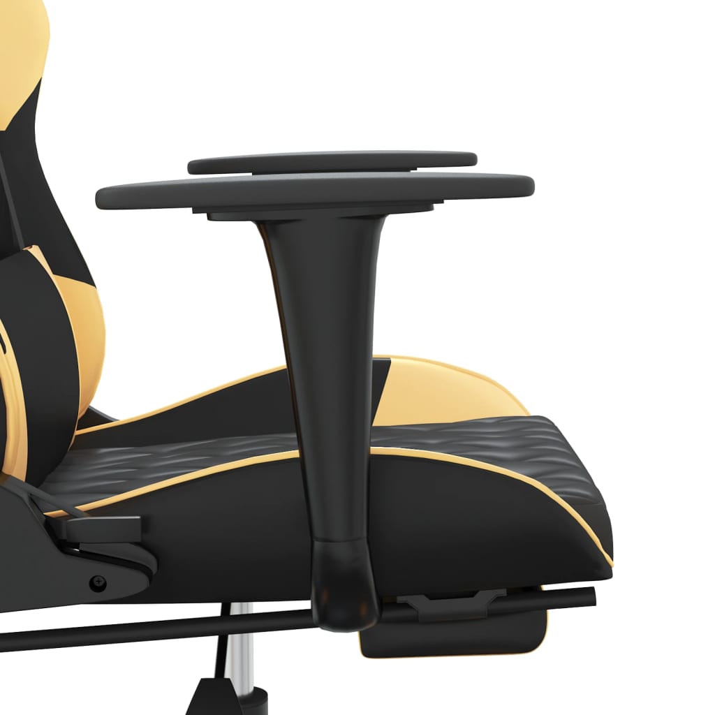 gamingstol med fodstøtte kunstlæder sort og rød guldfarvet