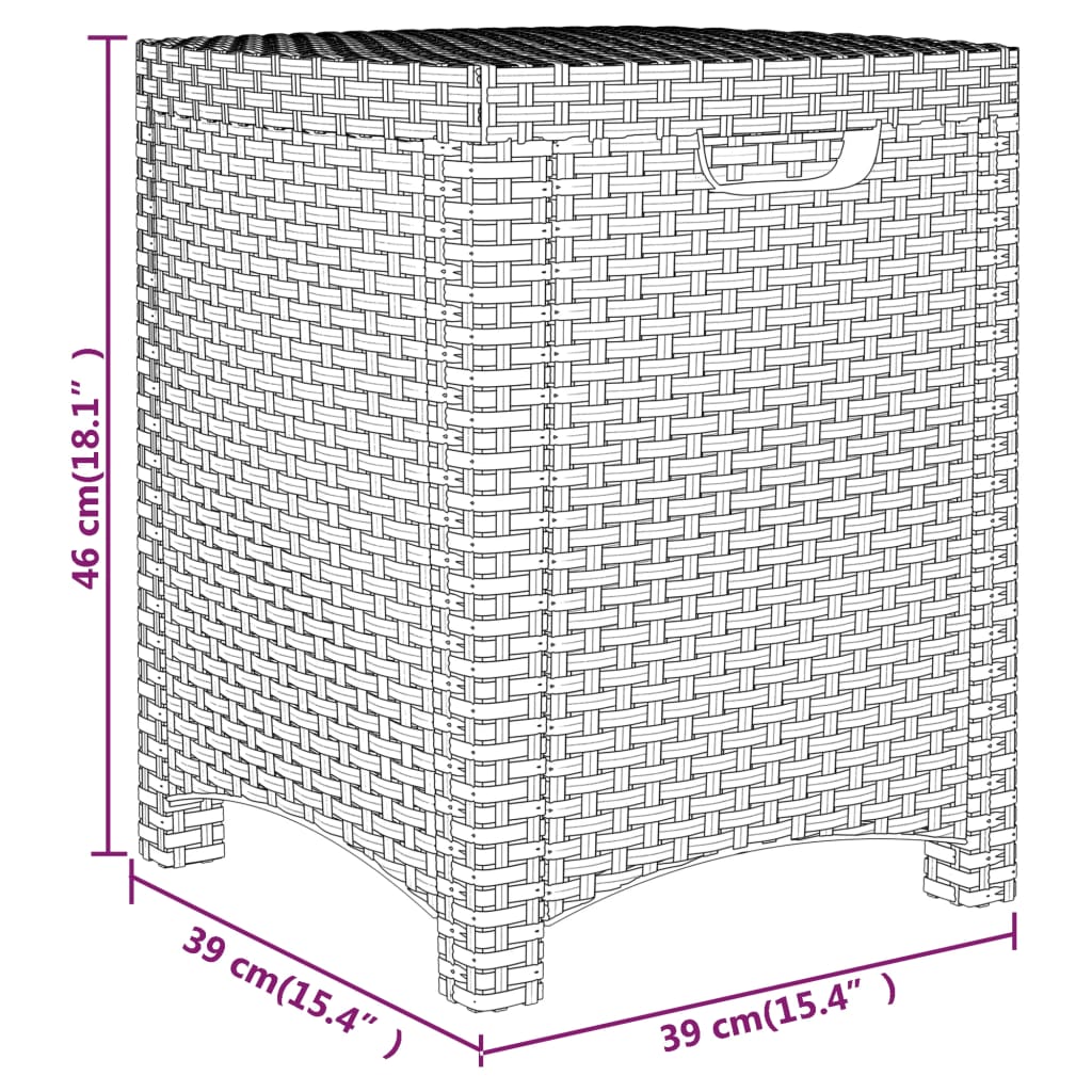 opbevaringsboks til haven 39x39x46 cm polyrattan grafitgrå