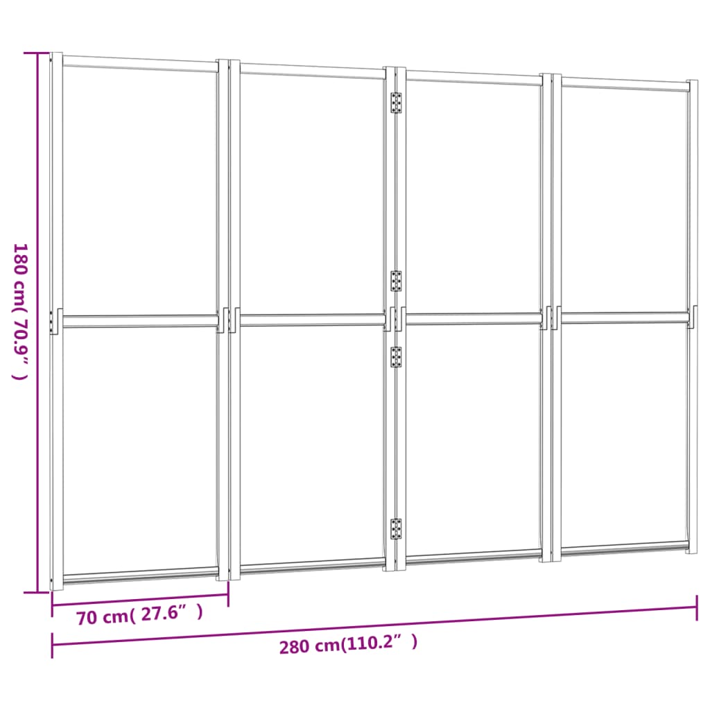 5-panels rumdeler 350x180 cm cremefarvet