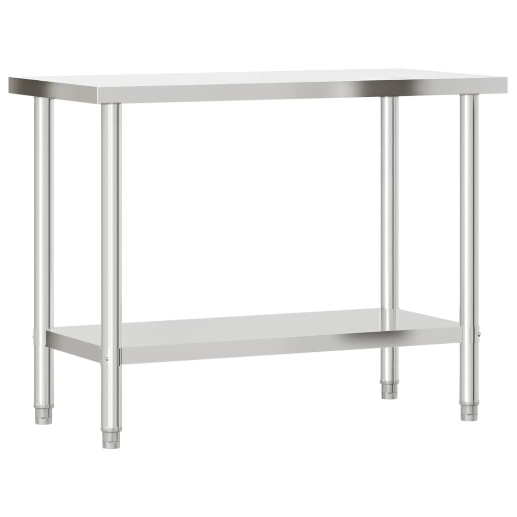køkkenbord med tophylde 110x55x120 cm rustfrit stål