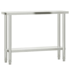 køkkenbord med tophylde 110x30x150 cm rustfrit stål