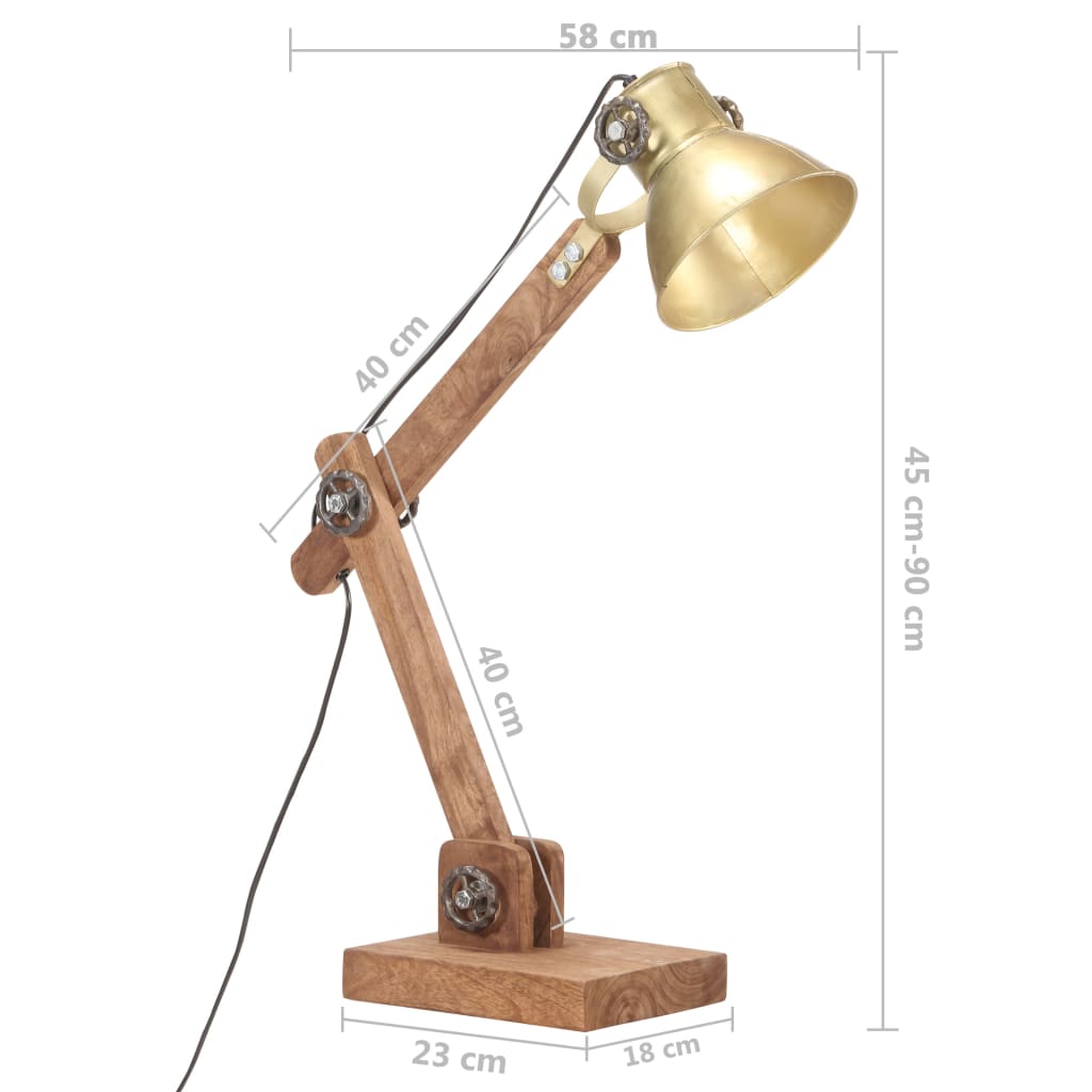 industriel skrivebordslampe 58x18x90 cm E27 rund messingfarvet