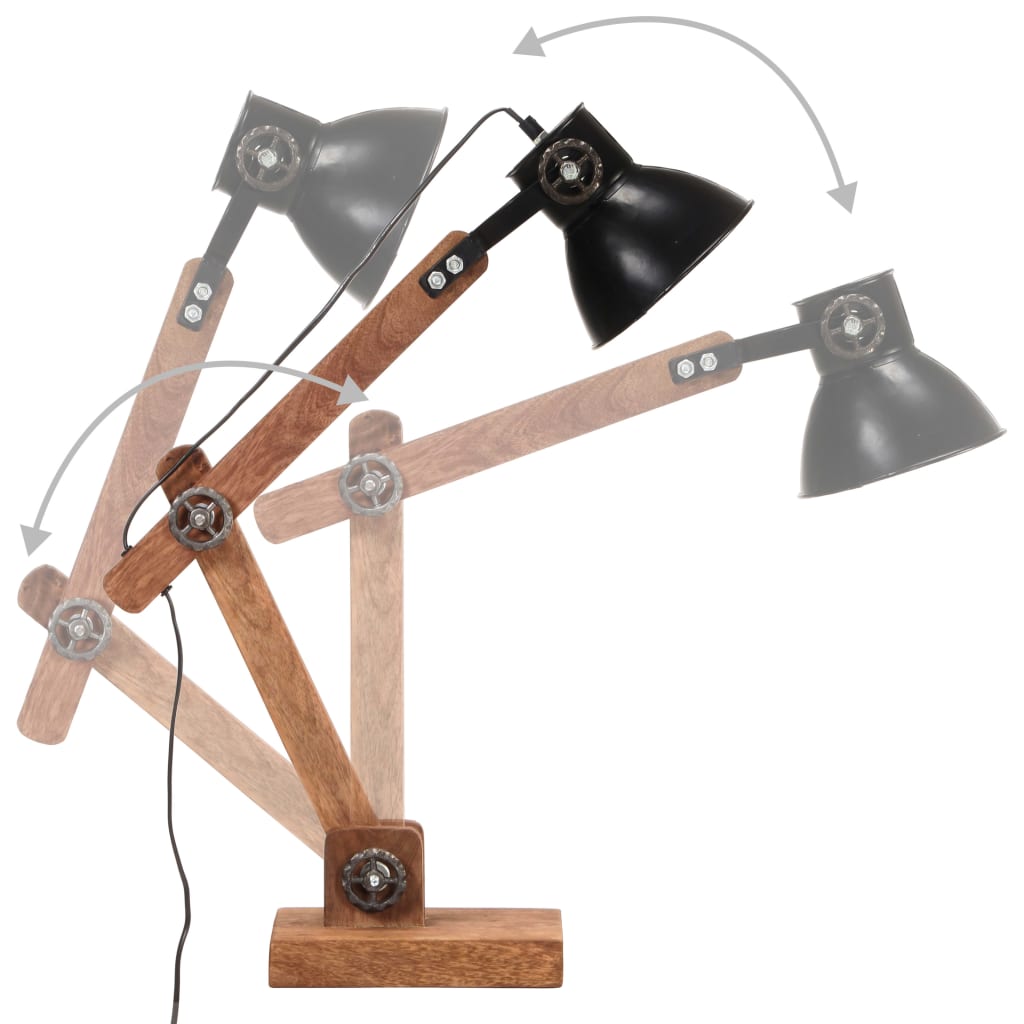 industriel skrivebordslampe 58x18x90 cm E27 rund mat sort