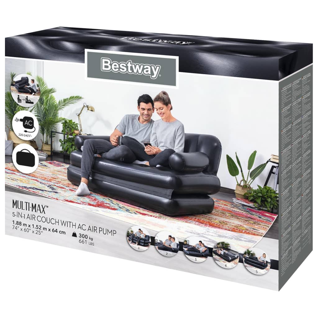 Bestway 5-i-1 oppustelig dobbelt sovesofa 188x152x64 cm