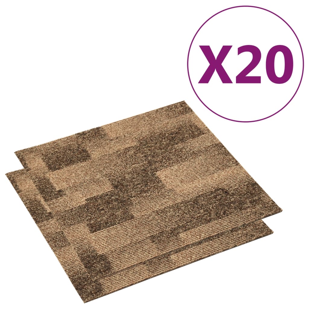 tæppefliser 20 stk. 5 m² brun
