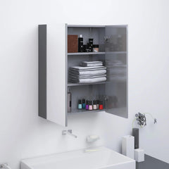 badeværelsesskab med spejl 60x15x75 cm MDF grå