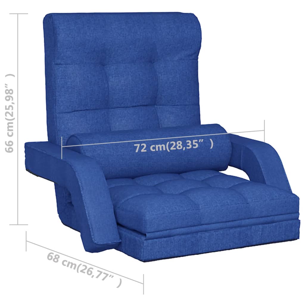 foldbar gulvstol med sengefunktion stof blå