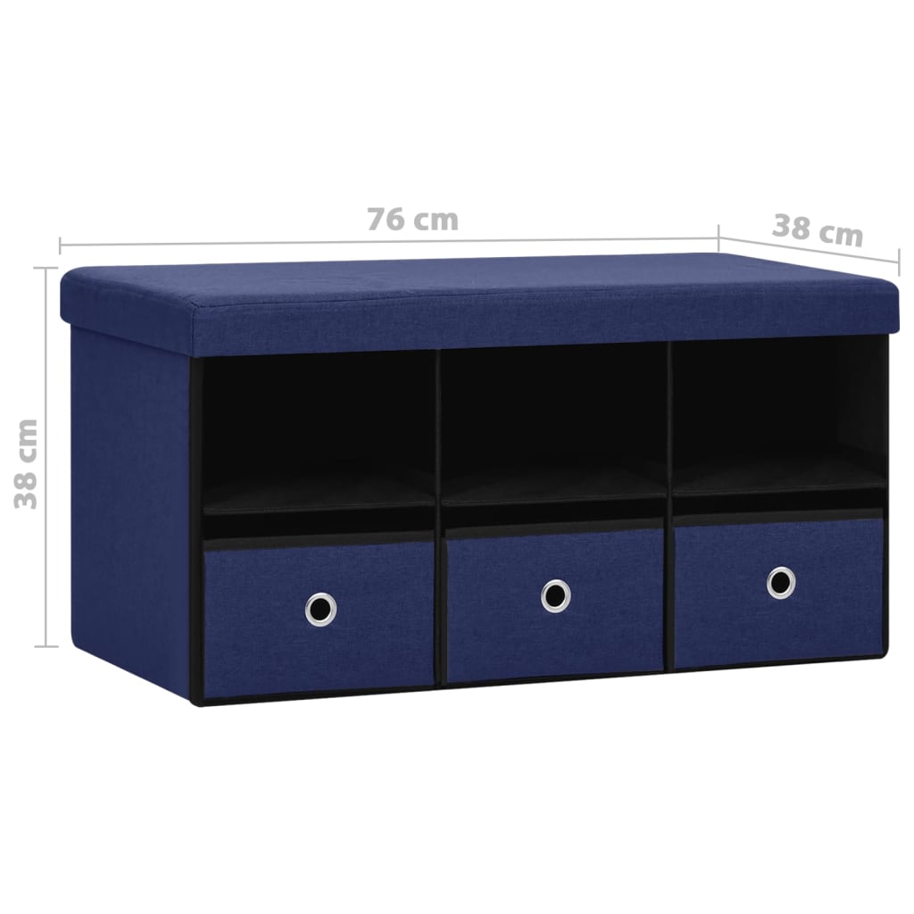 foldbar opbevaringsbænk 76x38x38 cm kunstlærred blå