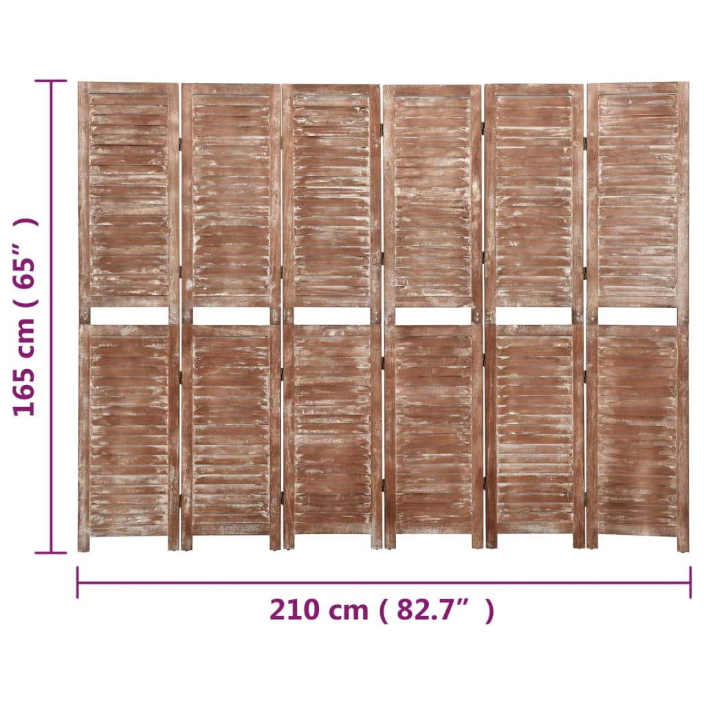 6-panels rumdeler 210x165 cm massivt kejsertræ