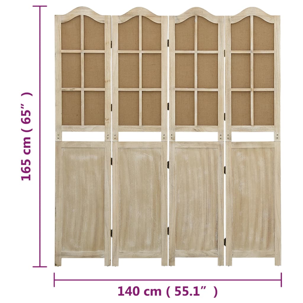4-panels rumdeler 140x165 cm stof brun