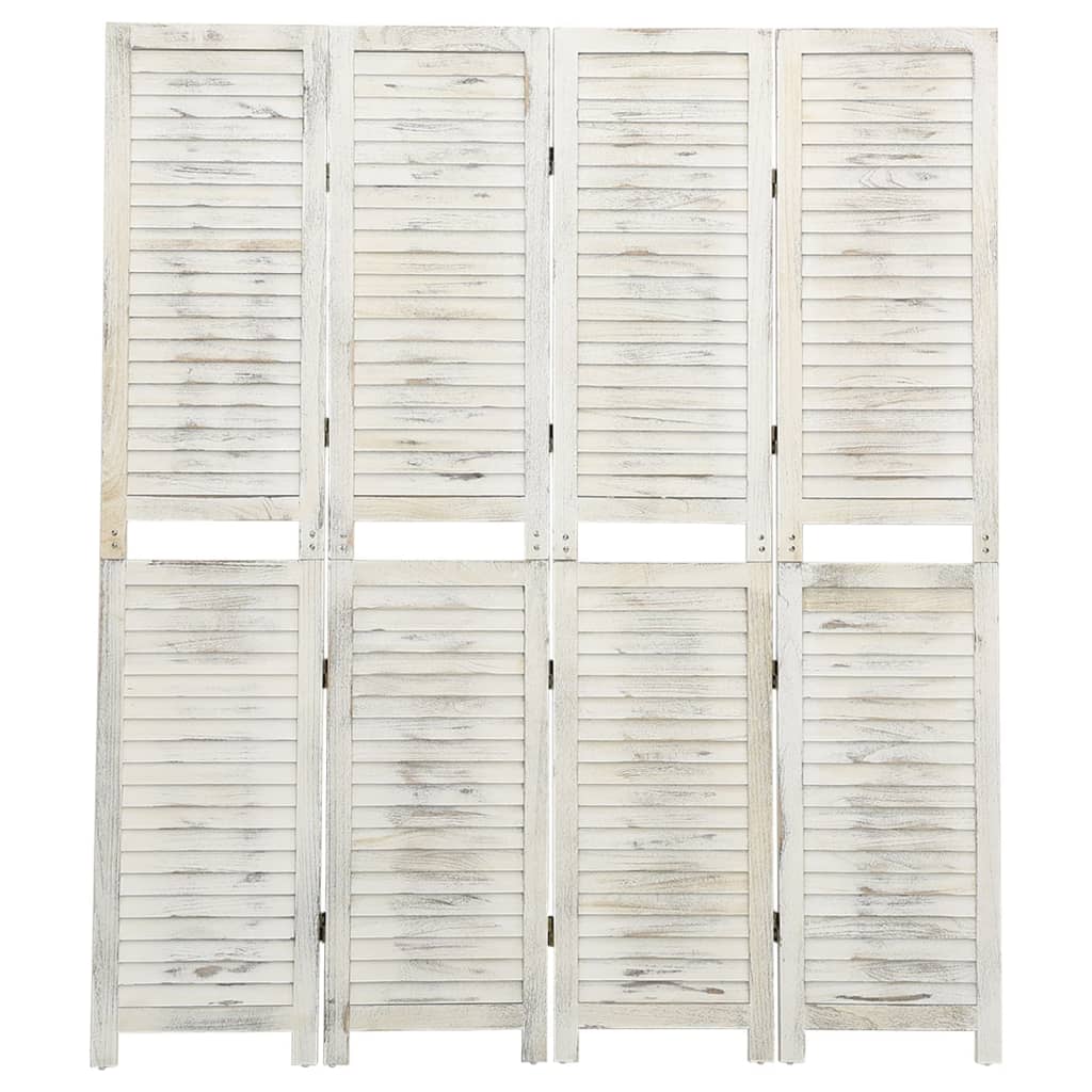 5-panels rumdeler 178,5x166 cm massivt træ antik hvid